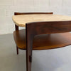 Travertine and Walnut Side Table by Bertha Schaefer