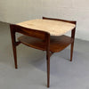 Travertine and Walnut Side Table by Bertha Schaefer
