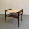 Travertine and Walnut Side Table by Bertha Schaefer