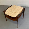 Travertine and Walnut Side Table by Bertha Schaefer
