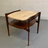 Travertine and Walnut Side Table by Bertha Schaefer