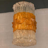 Midcentury Brutalist Lucite Cylinder Pendant Light