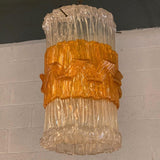 Midcentury Brutalist Lucite Cylinder Pendant Light