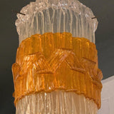 Midcentury Brutalist Lucite Cylinder Pendant Light