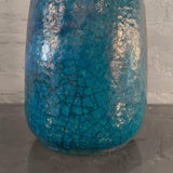 Midcentury Vibrant Blue Crackle Glaze Art Pottery Vase