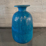 Midcentury Vibrant Blue Crackle Glaze Art Pottery Vase