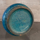 Midcentury Vibrant Blue Crackle Glaze Art Pottery Vase