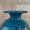Midcentury Vibrant Blue Crackle Glaze Art Pottery Vase
