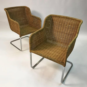 Rattan Chrome Armchairs
