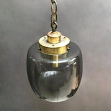 Translucent Smoke Glass Lantern Pendant Light on Brass Chain