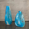 Gradient Blue Gold Fleck Murano Glass Vase, Pear Shape