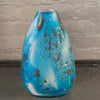 Gradient Blue Gold Fleck Murano Glass Vase, Pear Shape