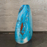 Gradient Blue Gold Fleck Murano Glass Vase, Pear Shape