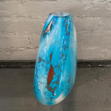 Gradient Blue Gold Fleck Murano Glass Vase, Pear Shape