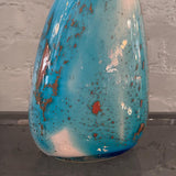 Gradient Blue Gold Fleck Murano Glass Vase, Pear Shape