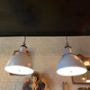Pair of Large Industrial Enameled Steel Dome Factory Pendant Lights