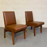 Mid Century Modern Walnut And Naugahyde Chairs By Jens Risom