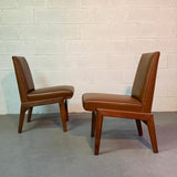 Mid Century Modern Walnut And Naugahyde Chairs By Jens Risom