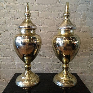 Pair of Mercury Glass Urns
