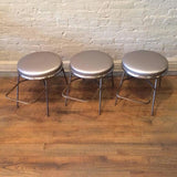 Mid-Century Steel Shoe Fitting Stools with Footrests