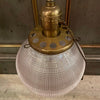 Early 20th Century Industrial Holophane Glass Globe Pendant Light