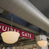 Pair Of Art Deco Milk Glass And Brass Library Pendant Lights