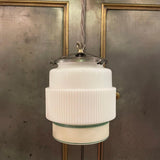 Art Deco Milk Glass Layer Cake Pendant Light