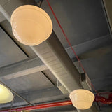 Pair Of Art Deco Milk Glass And Brass Library Pendant Lights