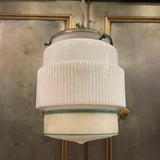 Art Deco Milk Glass Layer Cake Pendant Light