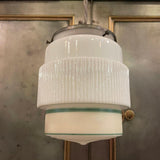 Art Deco Milk Glass Layer Cake Pendant Light