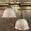 Early 20th Century Cut Glass Ruffled Dome Pendant Light