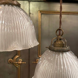 Early 20th Century Cut Glass Ruffled Dome Pendant Light