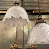 Early 20th Century Cut Glass Ruffled Dome Pendant Light