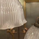 Early 20th Century Cut Glass Ruffled Dome Pendant Light