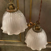 Early 20th Century Cut Glass Ruffled Dome Pendant Light