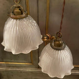 Early 20th Century Cut Glass Ruffled Dome Pendant Light