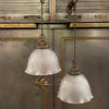 Early 20th Century Cut Glass Ruffled Dome Pendant Light