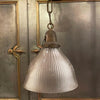 Early 20th Century Industrial Cut Glass Dome Pendant Light