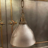 Early 20th Century Industrial Cut Glass Dome Pendant Light