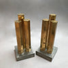 Modernist Brass Steel Andirons