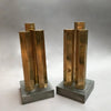 Modernist Brass Steel Andirons