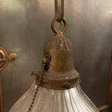 Early 20th Century Industrial Cut Glass Dome Pendant Light