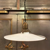 Early 20th Century Milk Glass Disc Pendant Light