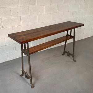 Custom Industrial Maple And Cast Iron Console Table