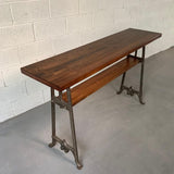 Custom Industrial Maple And Cast Iron Console Table