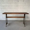Custom Industrial Maple And Cast Iron Console Table