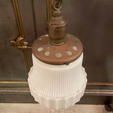 Art Deco Milk Glass Semi Flushmount Pendant Light