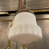 Art Deco Milk Glass Semi Flushmount Pendant Light