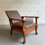 Craftsman Oak And Leather Recliner Armchair