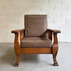 Craftsman Oak And Leather Recliner Armchair